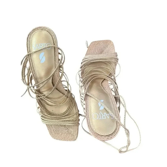 Sarto By Franco Sarto Open Toe Regina Ankle Tie Oat Sandal Size 7M - Picture 6 of 6